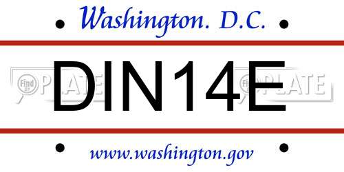 DIN14E District Of Columbia License Plate