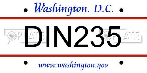 DIN235 District Of Columbia License Plate