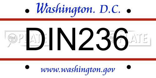 DIN236 District Of Columbia License Plate