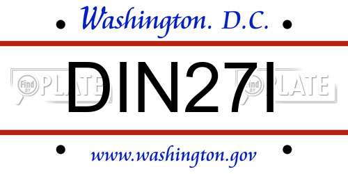 DIN27I District Of Columbia License Plate