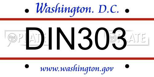 DIN303 District Of Columbia License Plate