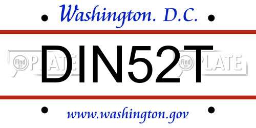 DIN52T District Of Columbia License Plate