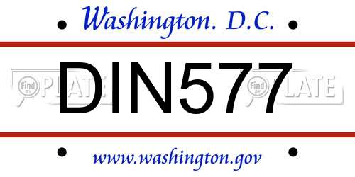 DIN577 District Of Columbia License Plate