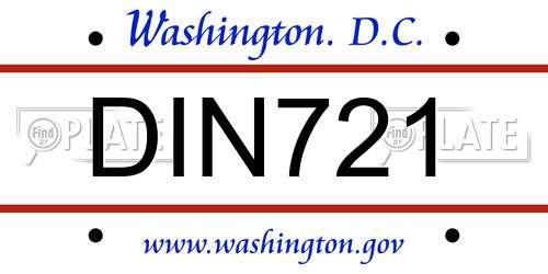 DIN721 District Of Columbia License Plate