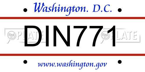 DIN771 District Of Columbia License Plate