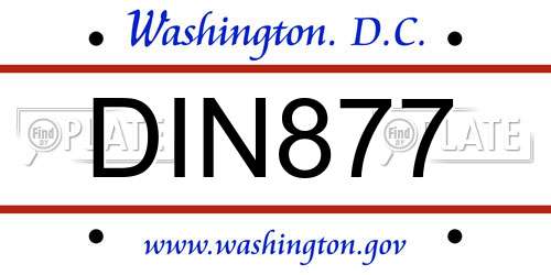 DIN877 District Of Columbia License Plate