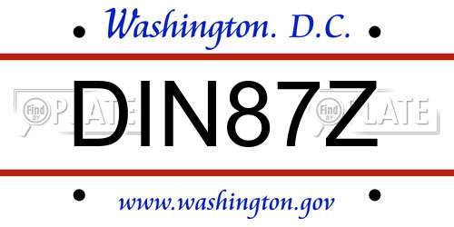DIN87Z District Of Columbia License Plate