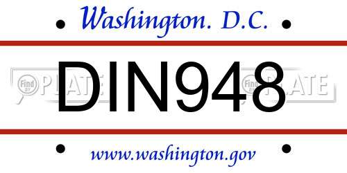 DIN948 District Of Columbia License Plate