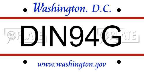 DIN94G District Of Columbia License Plate