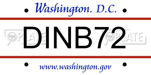 DINB72 District Of Columbia License Plate