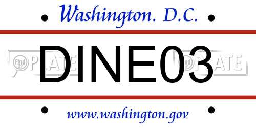 DINE03 District Of Columbia License Plate