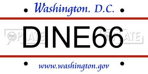DINE66 District Of Columbia License Plate