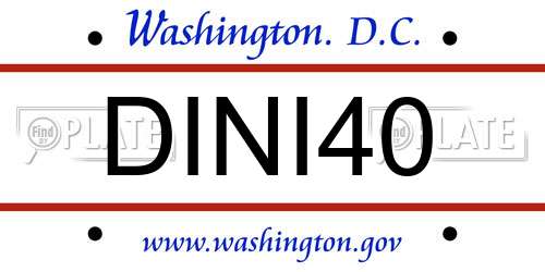 DINI40 District Of Columbia License Plate