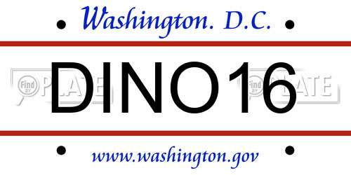 DINO16 District Of Columbia License Plate