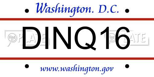 DINQ16 District Of Columbia License Plate
