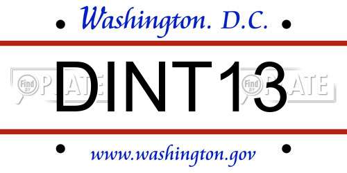 DINT13 District Of Columbia License Plate