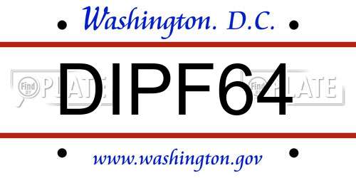 DIPF64 District Of Columbia License Plate
