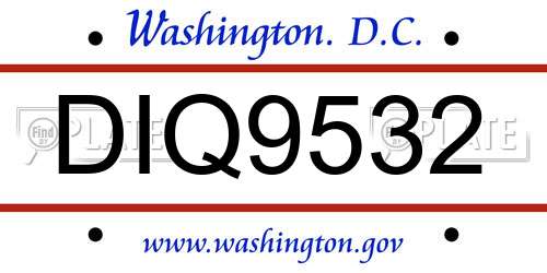 DIQ9532 District Of Columbia License Plate