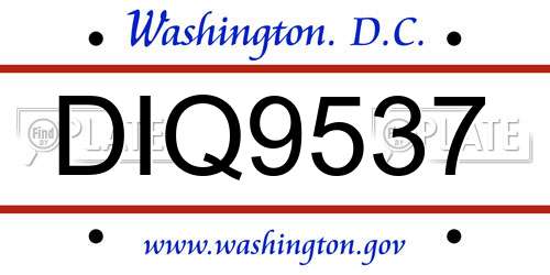 DIQ9537 District Of Columbia License Plate
