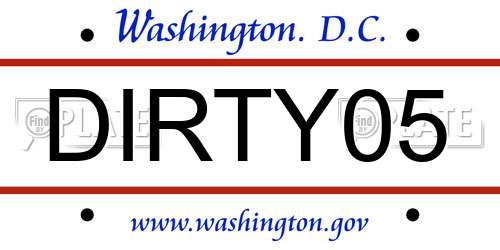 DIRTY05 District Of Columbia License Plate