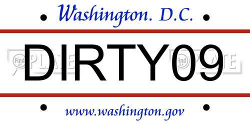 DIRTY09 District Of Columbia License Plate