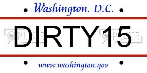 DIRTY15 District Of Columbia License Plate