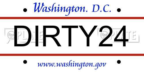 DIRTY24 District Of Columbia License Plate