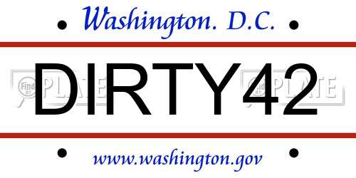 DIRTY42 District Of Columbia License Plate