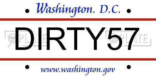 DIRTY57 District Of Columbia License Plate