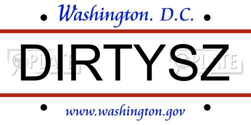 DIRTYSZ District Of Columbia License Plate