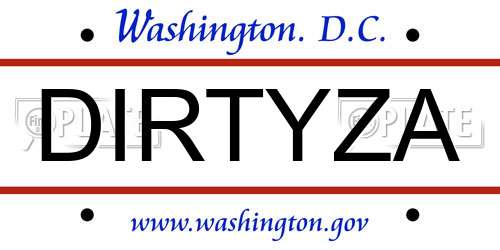DIRTYZA District Of Columbia License Plate