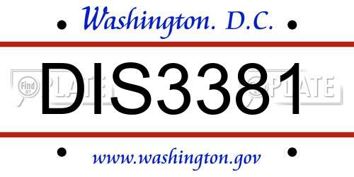 DIS3381 District Of Columbia License Plate