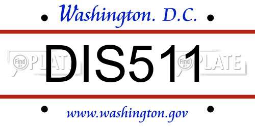 DIS511 District Of Columbia License Plate