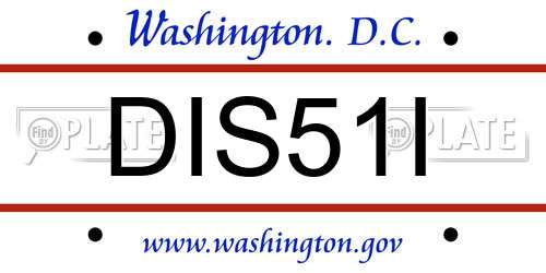 DIS51I District Of Columbia License Plate