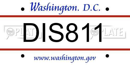 DIS811 District Of Columbia License Plate