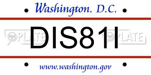 DIS81I District Of Columbia License Plate