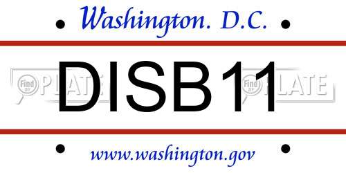 DISB11 District Of Columbia License Plate