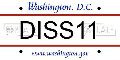 DISS11 District Of Columbia License Plate