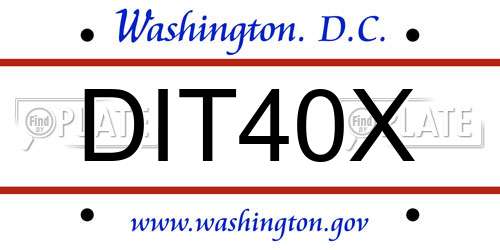 DIT40X District Of Columbia License Plate