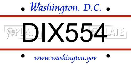 DIX554 District Of Columbia License Plate