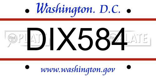 DIX584 District Of Columbia License Plate