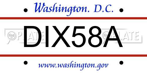 DIX58A District Of Columbia License Plate