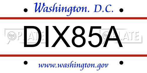 DIX85A District Of Columbia License Plate