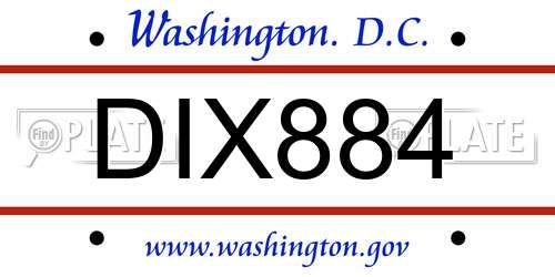 DIX884 District Of Columbia License Plate