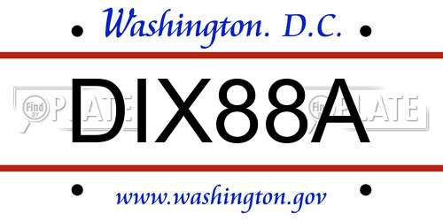 DIX88A District Of Columbia License Plate