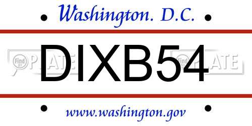 DIXB54 District Of Columbia License Plate