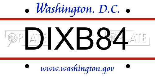 DIXB84 District Of Columbia License Plate