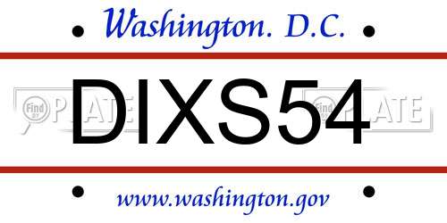 DIXS54 District Of Columbia License Plate