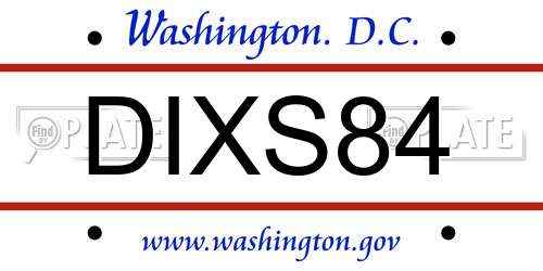 DIXS84 District Of Columbia License Plate