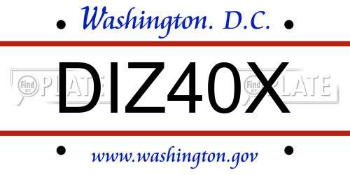DIZ40X District Of Columbia License Plate